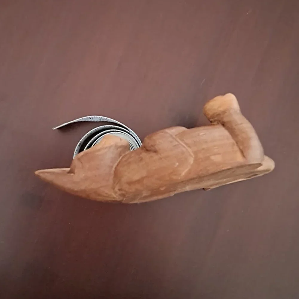 Vintage Balinese Hand Carved Wooden Sleeping Cat Folk Art Figurine - Picture 2 of 9